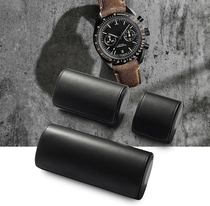 Oirlv Premium Leather Watch Roll Travel Case Single Watch Box