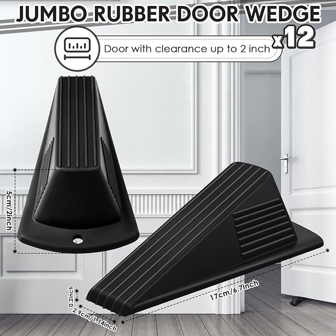 Frienda 12 Pcs Jumbo Door Stoppers Heavy Duty Door Stopper Tall up to 2inch