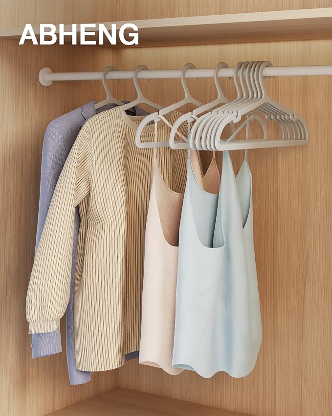 50 Pack Clothes Hangers, Non Slip Plastic Coat Hangers, Space Saving Hangers
