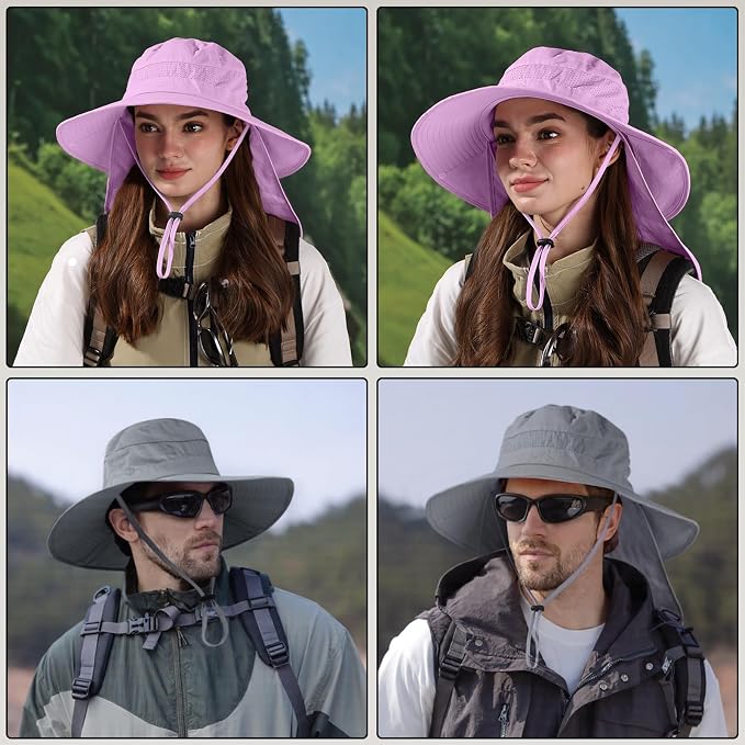 Sun Hats for Men Women, UPF50+ Protection Safari Hat, Wide Brim Fishing Hat