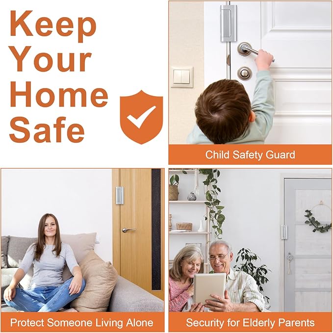 2 Pack Home Security Door Lock, Childproof Door Reinforcement Lock,