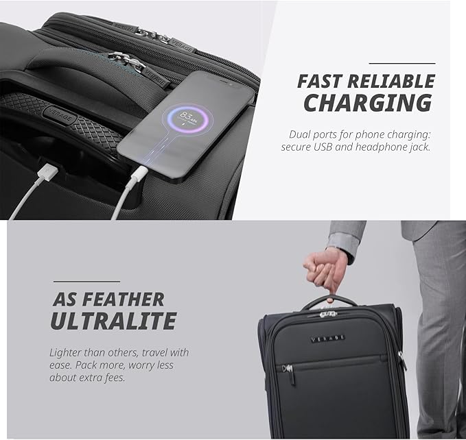 Verage Under Seat Luggage with Wheels, Softside Small Suitcase Spinner Carry On