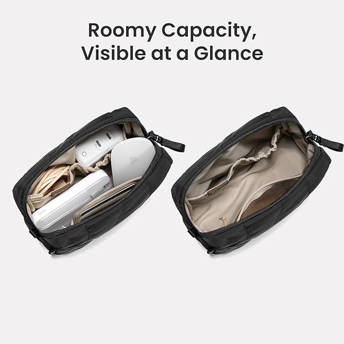 tomtoc Electronics Organizer Travel Case, Soft Puffy Organizer Bag Birthday