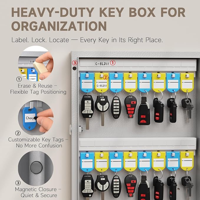 WeHere 48 Key Lock Box Wall Mount, APP Bluetooth/OTP/Wi-Fi/Fixed Code/Key Unlock