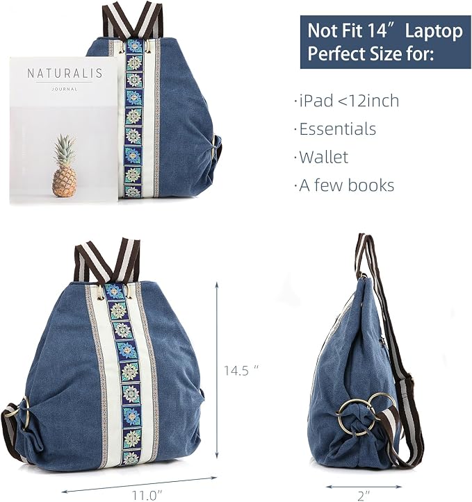 Goodhan Women Canvas Backpack Daypack Casual Shoulder Bag, Vintage Heavy-duty