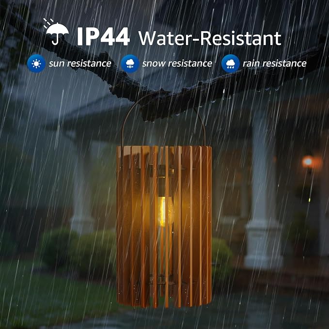 2 Set Solar Lantern Outdoor Rattan Lamp Outside Lights Hanging LED