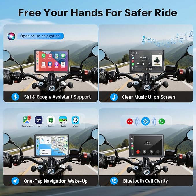 WonVon 5 Inch Motorcycle Carplay GPS Navigation System