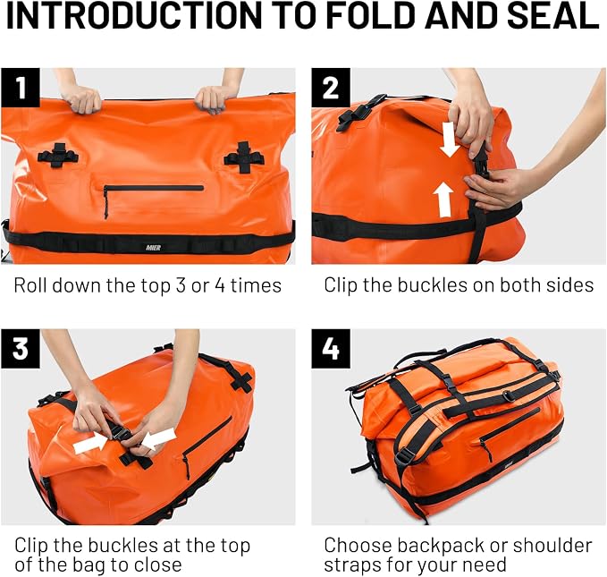 MIER Large Waterproof Duffel Bag Rolltop Dry Backpack Duffle Bags