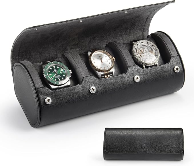 Watch Travel Case for Men: 3 Slot Watch Box Organizer Display Case