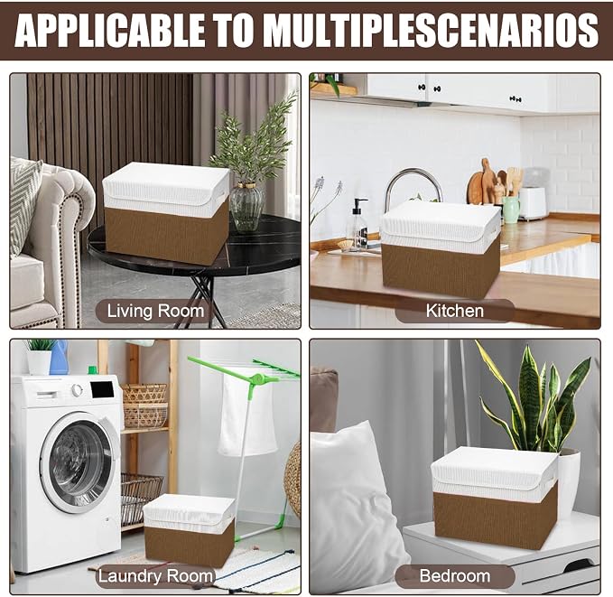 Large 22 Quart Linen Fabric Foldable Storage Bin Cube Organizer Basket