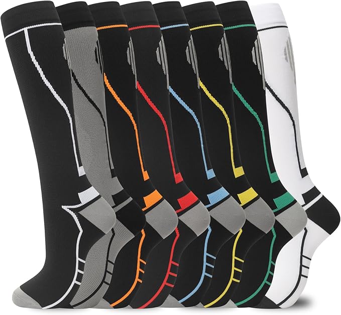 Compression Socks for Women Men Circulation Knee High 8 Pairs for Nurses