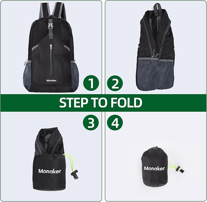 Ultralight 20L Foldable Backpack, Compact to Palm-Sized, Travel & Daily Use