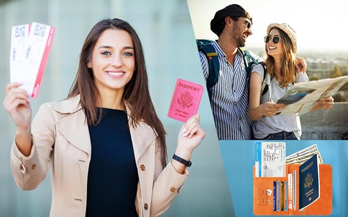 Passport Holder Cover Wallet Travel Essentials RFID Blocking Leather Card Case