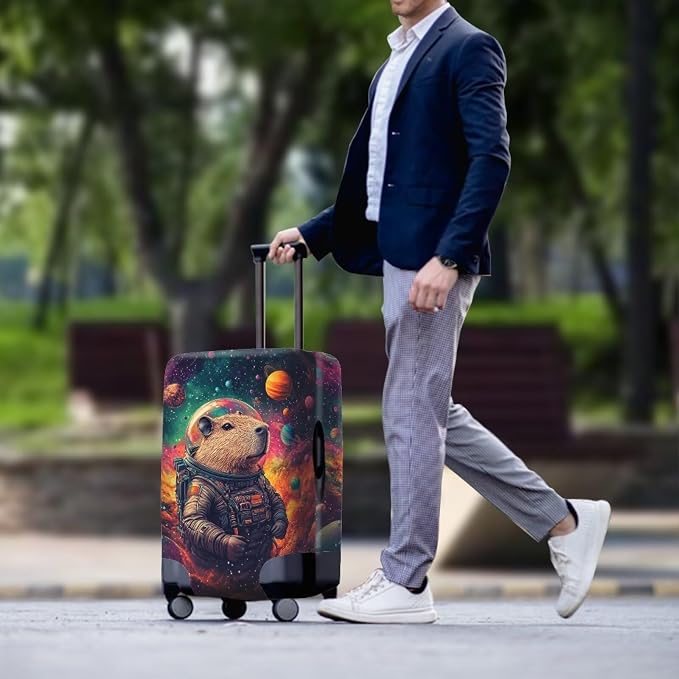 Cute Capybara Suitcase Cover Fit 22-25 Inch Anti-Scratch Washable Spandex