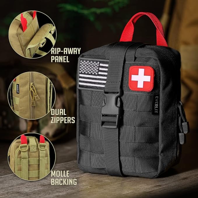 EVERLIT 250 Pieces Survival First Aid Kit IFAK EMT Molle Pouch Survival Kit