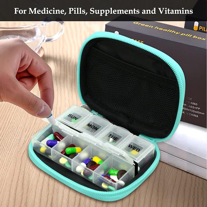 Serfeymi Weekly Travel Pill Organizer Pill Case