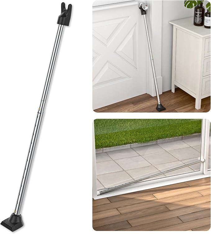 Door Security Bar, SECURITYMAN 2 in 1 Adjustable Door Stoppers Security Bar &