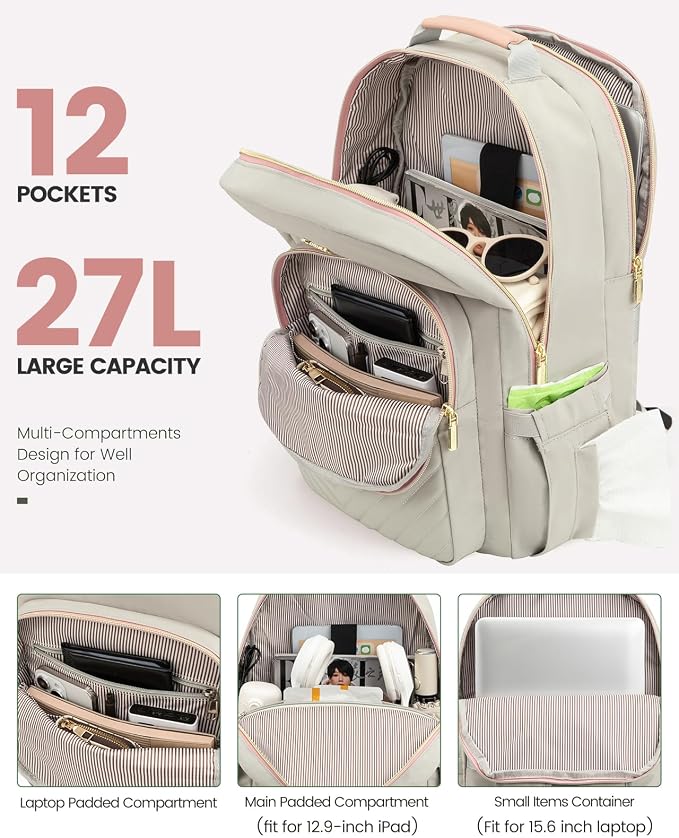 LOVEVOOK Laptop Backpack Purse for Women, Work Travel Computer Bags, College