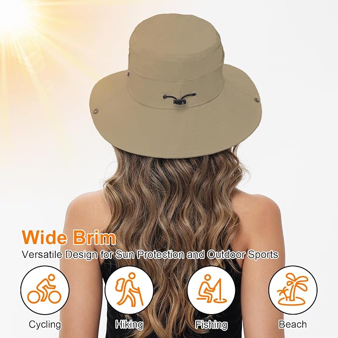 Sun Hats for Women Bucket Hat UV Protection Fishing Hat Wide Brim Safari Hats 2