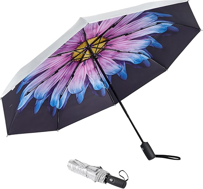 G4Free UPF 50+ UV Protection Large Travel Umbrella 42/46 Inch Auto Open Close
