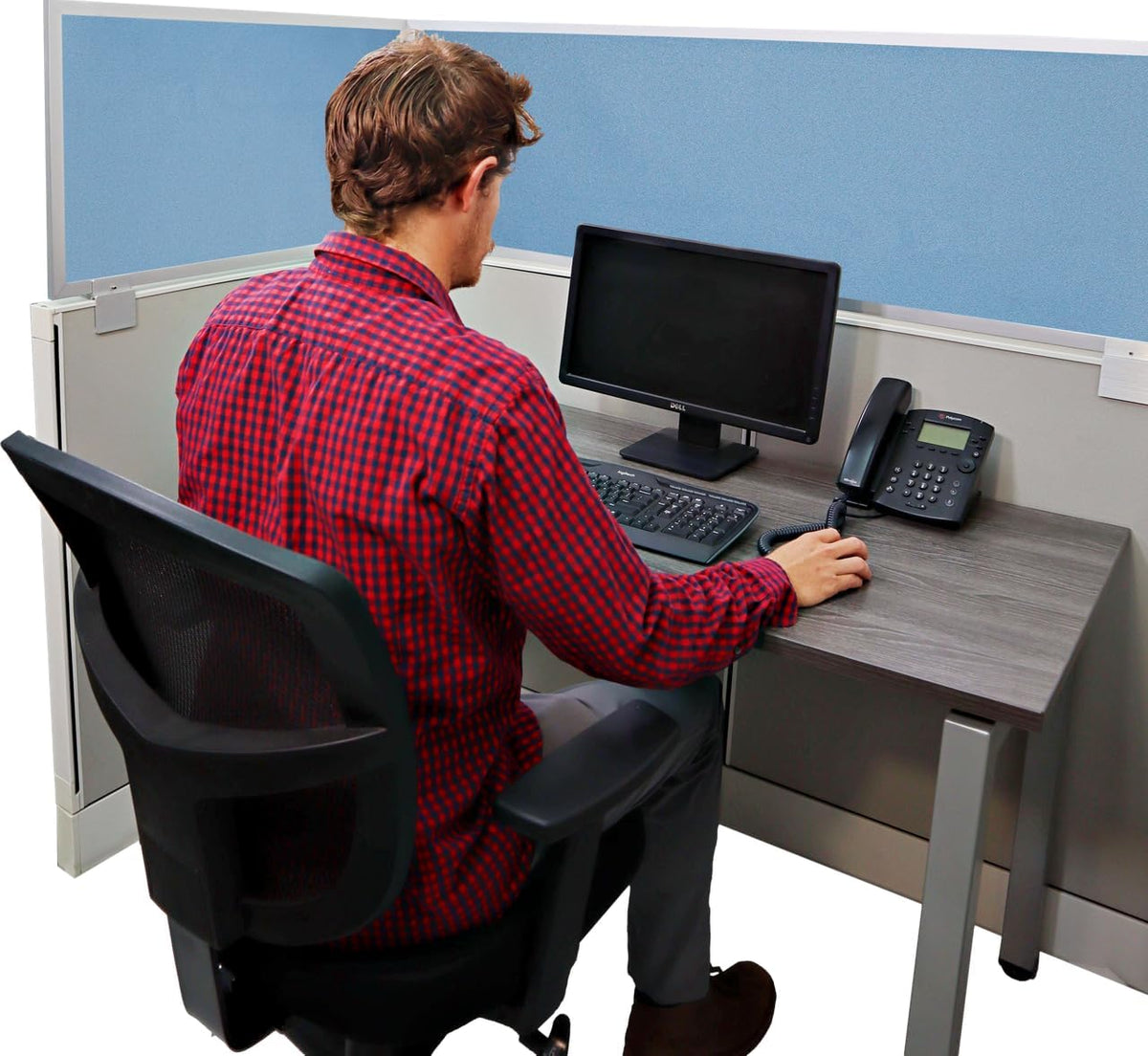 OBEX Acoustical Cubicle Privacy Screen Extender Desk Panel & Office Divider, Add Separation & Block Noise, 18" x 42", Twilight