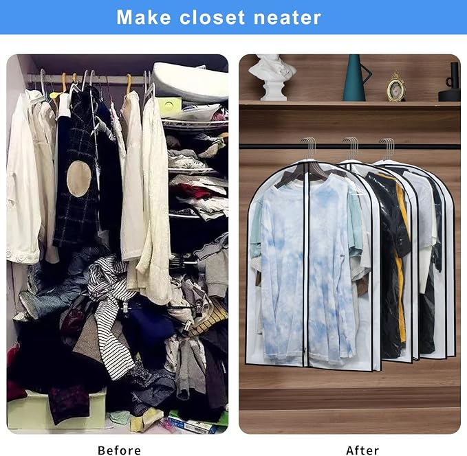 Hanging Clothes Storage with 4" Gusseted Garment Covers