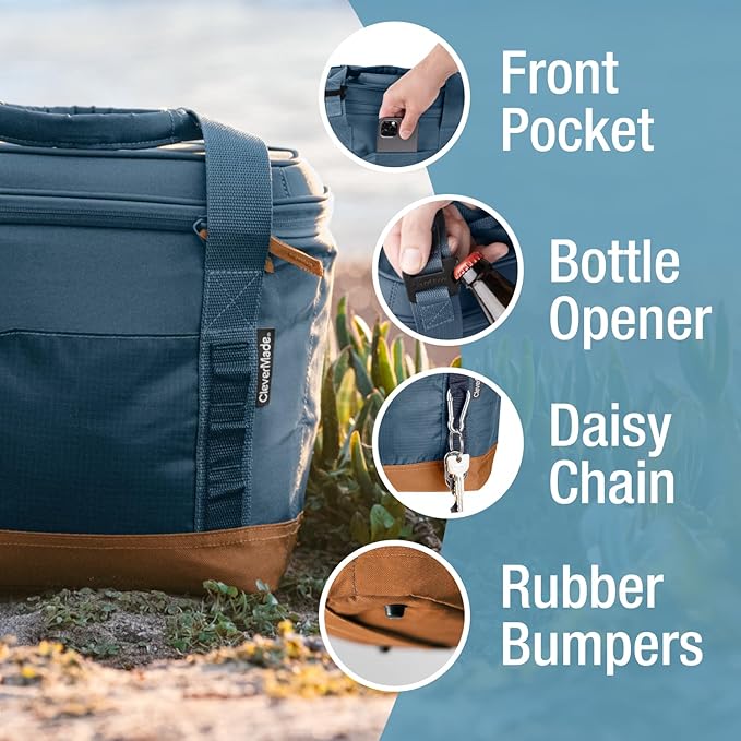 CleverMade Collapsible Insulated Cooler Bag – Leakproof Soft Folding Cooler