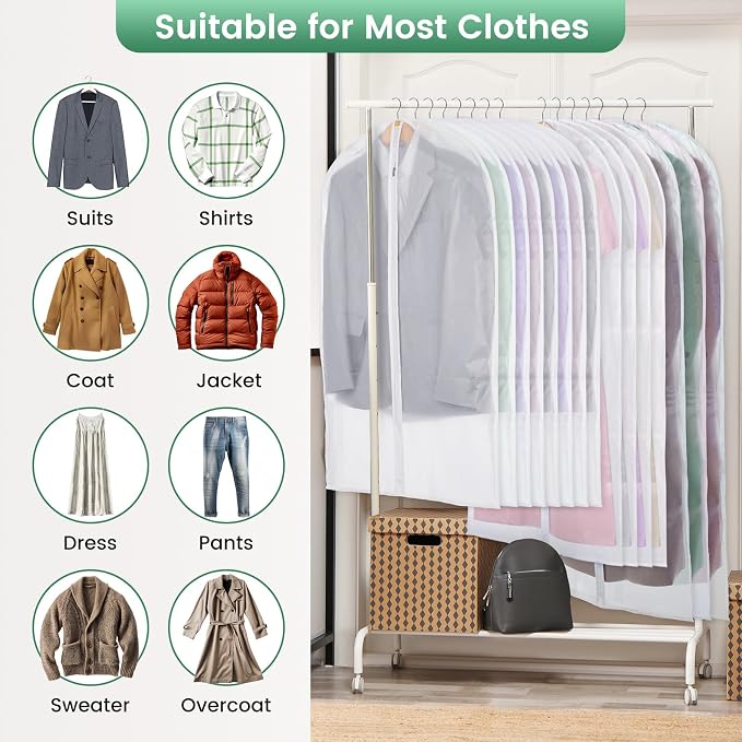 10 Pack Translucent Garment Bags