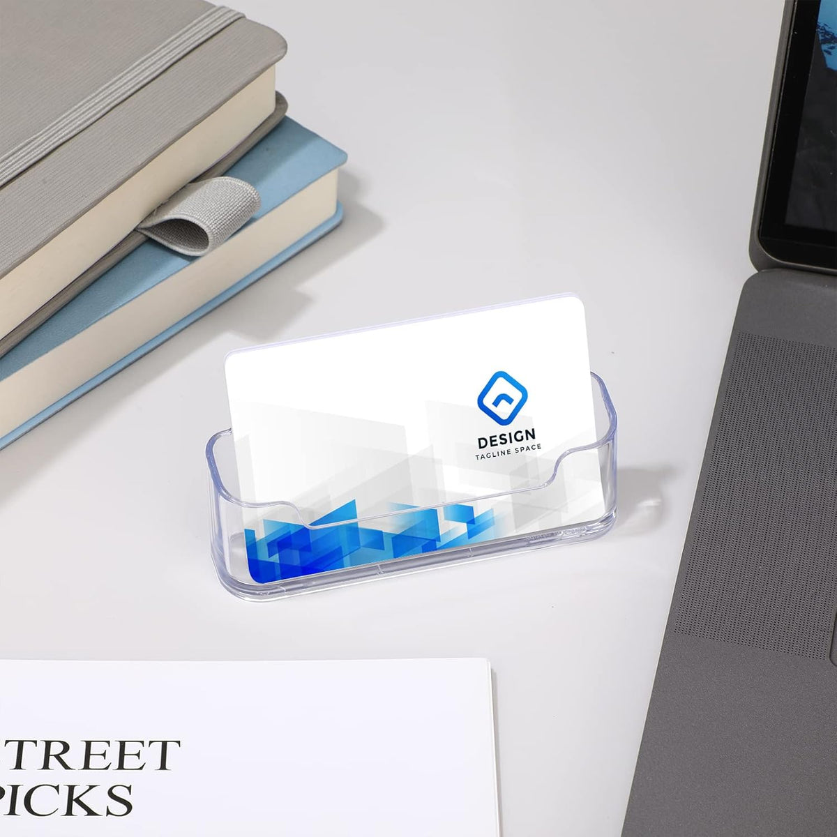 Bucherry Acrylic Business Card Holder Clear Desktop Business Card Holder Display Desk Stand for Office Exhibition Paper Brochure Supplies(96 Pieces)