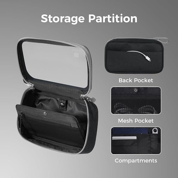 pack all Clear Electronic Organizer, TPU Cable Organizer Bag, Compact Cord