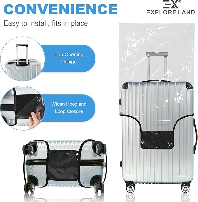 Explore Land Clear Luggage Cover Tough Protector Fits