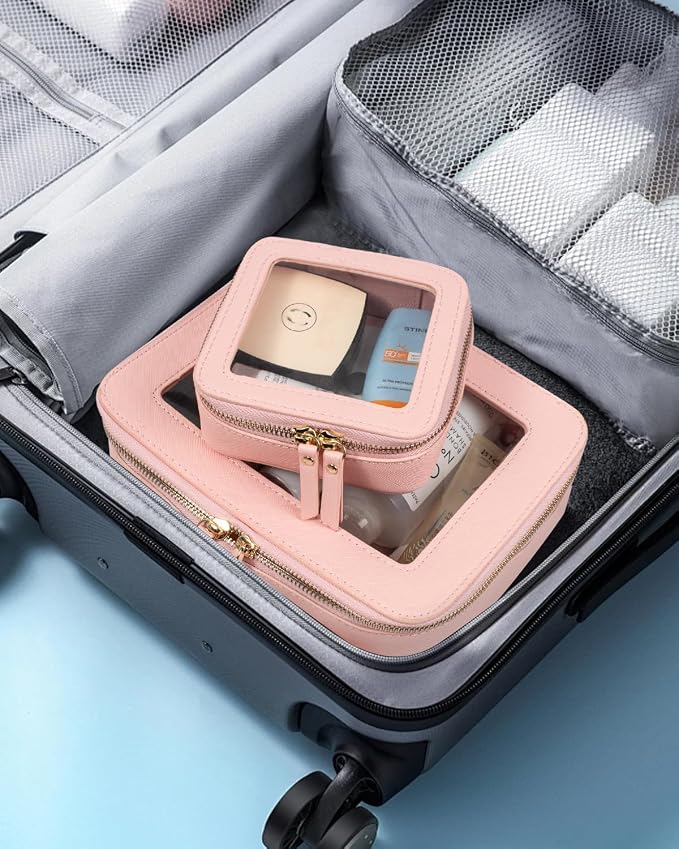 Travel Clear Makeup Bag Set, TSA Approved Cosmetic Bag Case