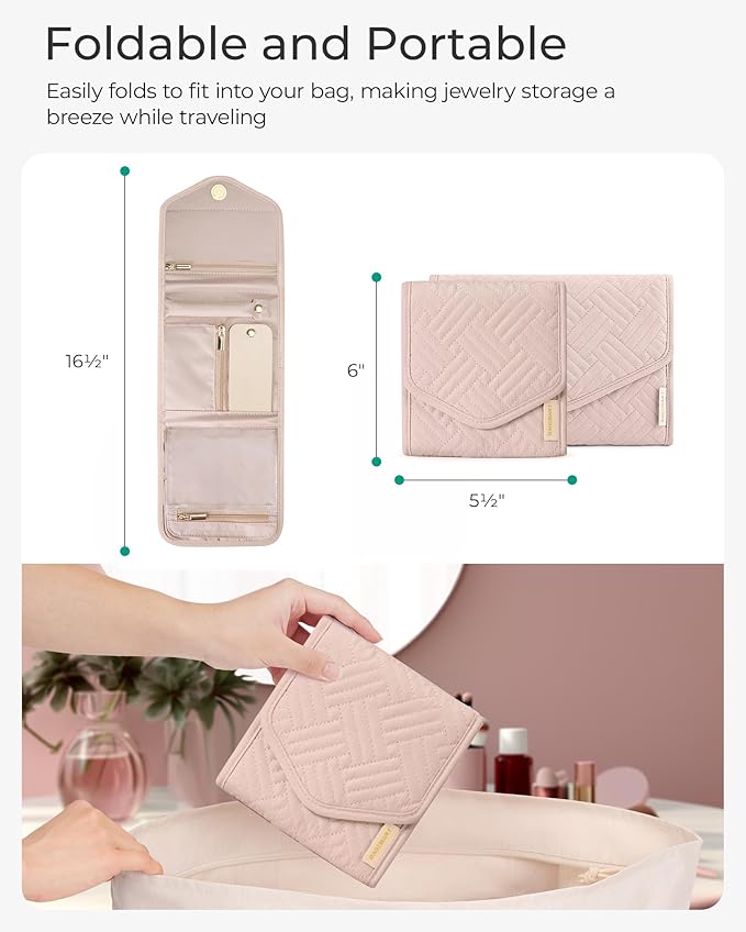 BAGSMART Travel Jewelry Organizer Case Foldable Jewelry Roll
