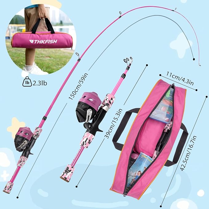 Kids Fishing Pole Set, Telescopic Fishing Rod Reel Combo Kids Starter Kit