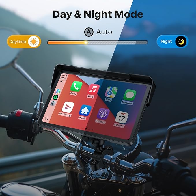 WonVon 7 Inch Wireless Motorcycle Carplay GPS Navigation System