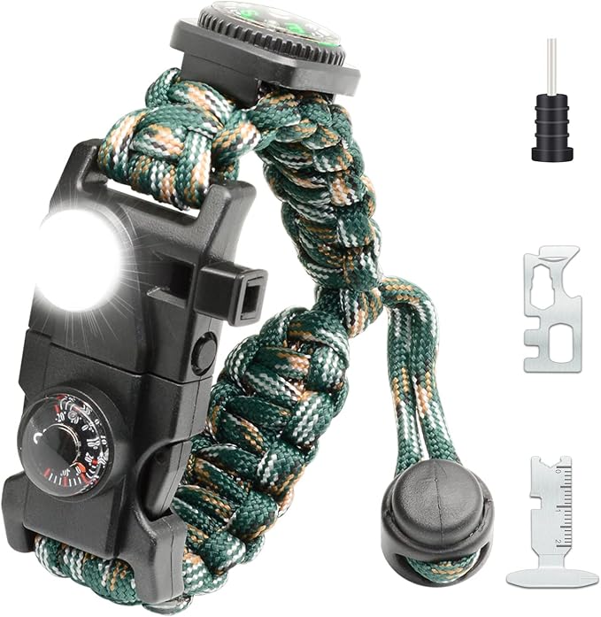 20 in 1 Survival Paracord Bracelet Adjustable Gear Kit