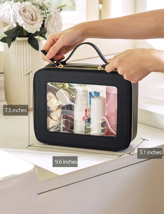 Popvibe Clear Makeup Bag Travel Cosmetic Case Transparent Toiletry Bag