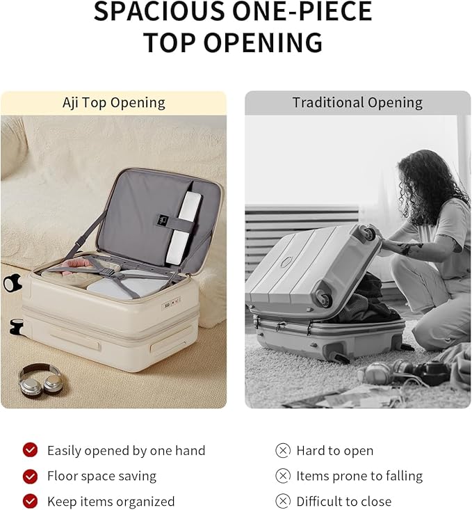 aji Expandable Top Opening Carry On Luggage Airline Approved, 20 Inch