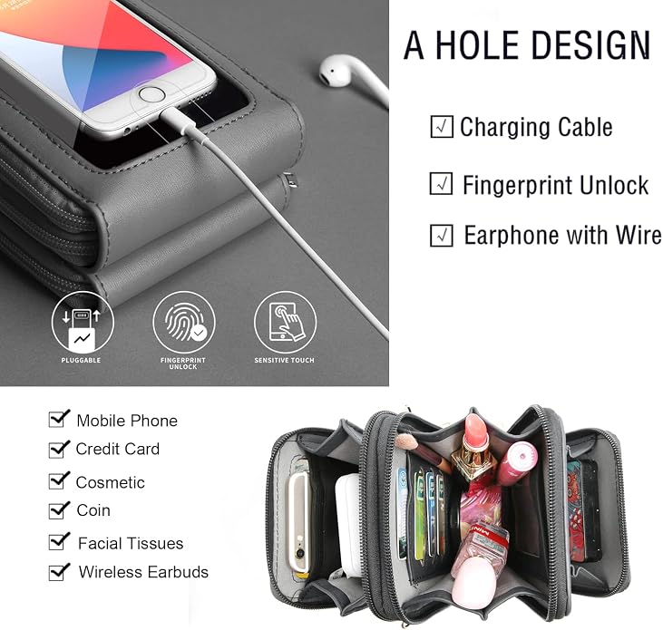 Crossbody Cellphone Purse Women Touch Screen Bag RFID Blocking Wallet Handbag