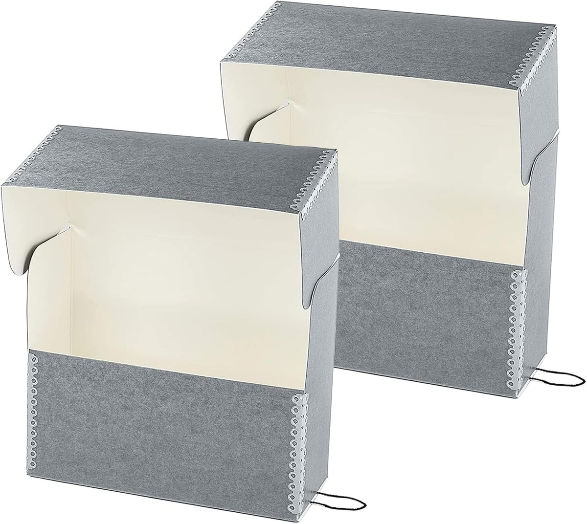 Lineco Archival Document Storage Box with Metal Edge, Acid-Free Gray Boxboard, Organize and Store Files, Prints, Photos, Legal-Sized Document Case 15.5" x 10.5" x 5" Wide, Pack of 2