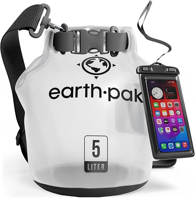 Earth Pak Waterproof Dry Bag - Roll Top Waterproof Backpack Sack Keeps Gear Dry for Kayak with Waterproof Phone Case