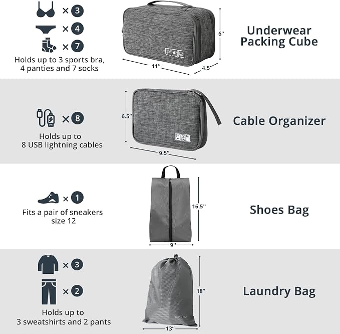 7 Set Compression Packing Cubes
