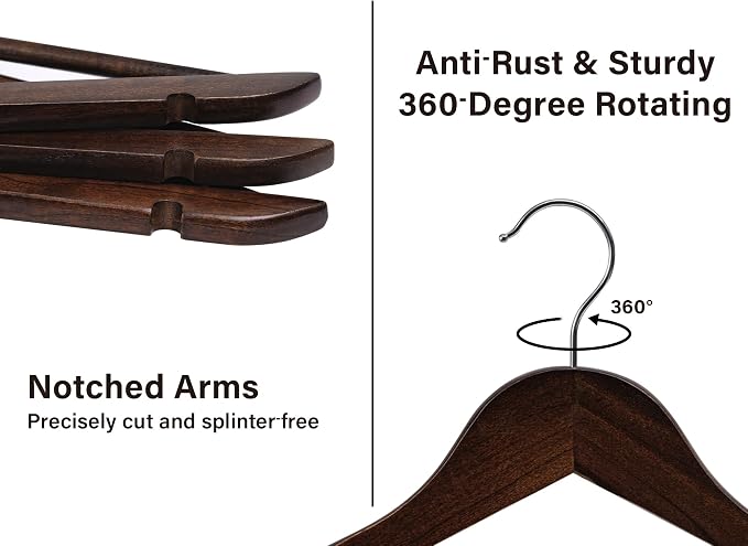 StorageWorks Wooden Hangers 30 Pack, Wood Coat Hanger