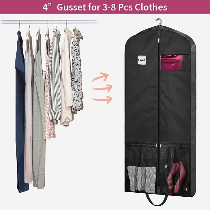 54" Garment Bags for Travel, 2 Pack Dress Bag for Hanging Clothes Storage