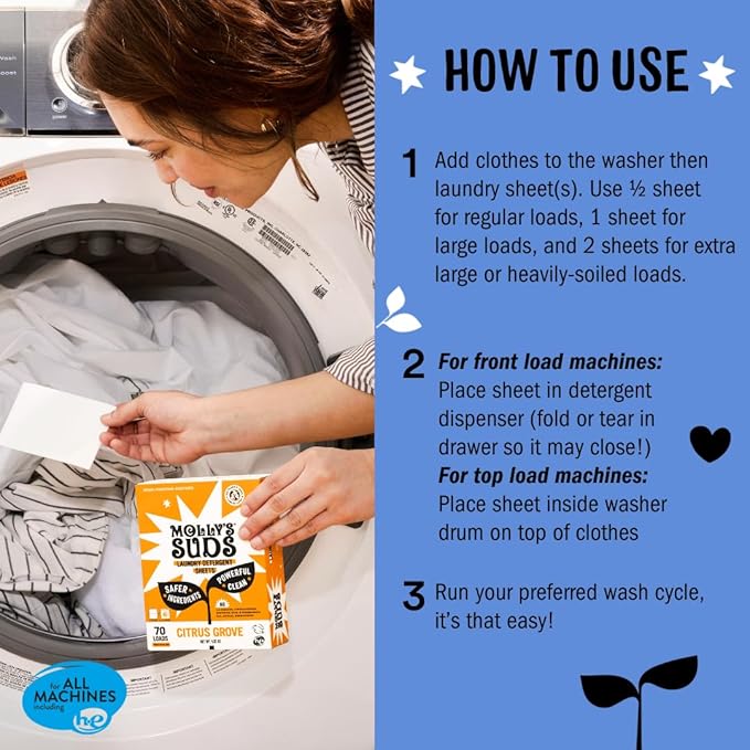 Molly’s Suds Laundry Detergent Sheets | Gentle on Sensitive Skin, Powerful