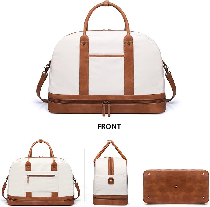 Weekender Bag for Women Canvas Overnight Bag Large Travel Tote Bag Carry on