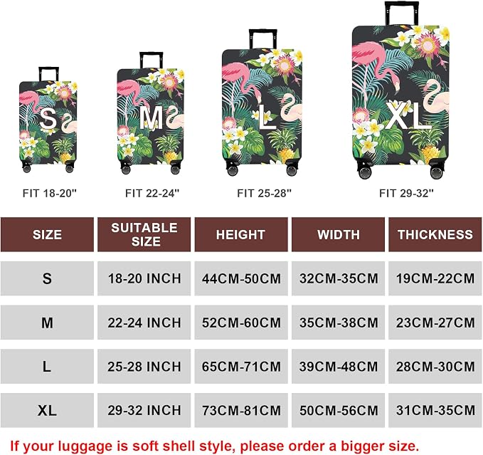 WUJIAONIAO Travel Luggage Cover Baggage Suitcase Cover Protector Skins 18-32