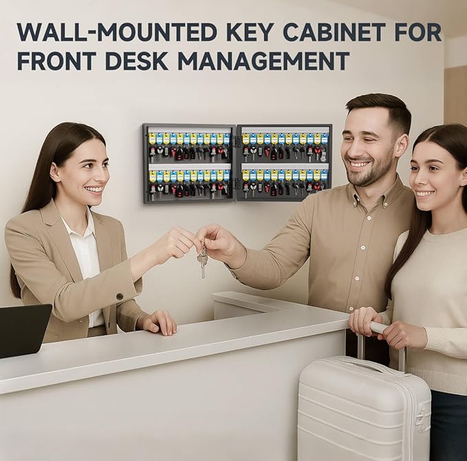 WeHere 48 Key Lock Box with Dual Lock, Combination & Key Unlock, Key Cabinet