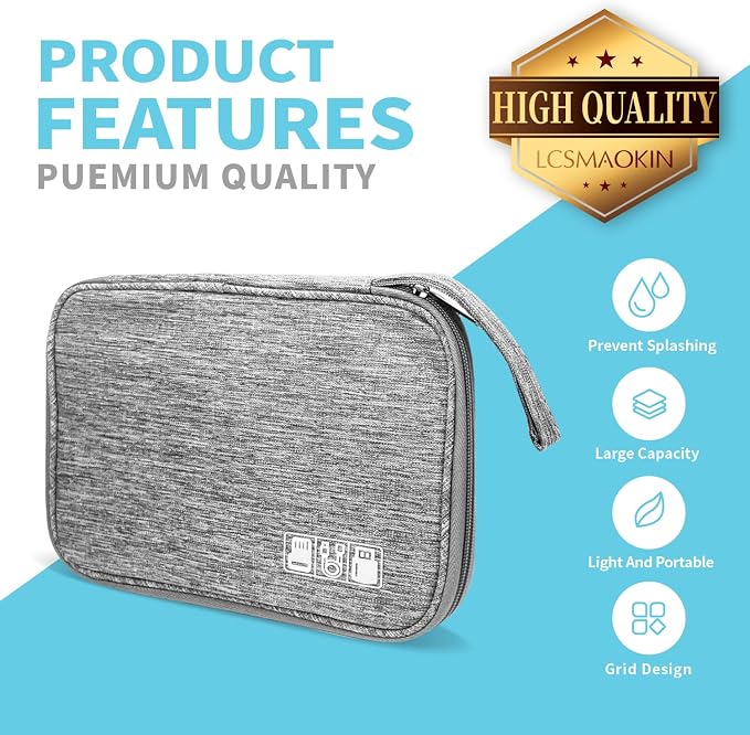 Electronics Organizer Travel Case, Electronic Accessories Storage Bag, Portable