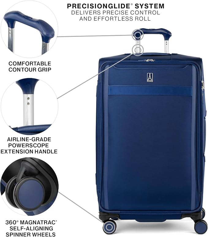 Travelpro VersaPack+ Lightweight Softside Expandable Checked Luggage, 8 Spinner